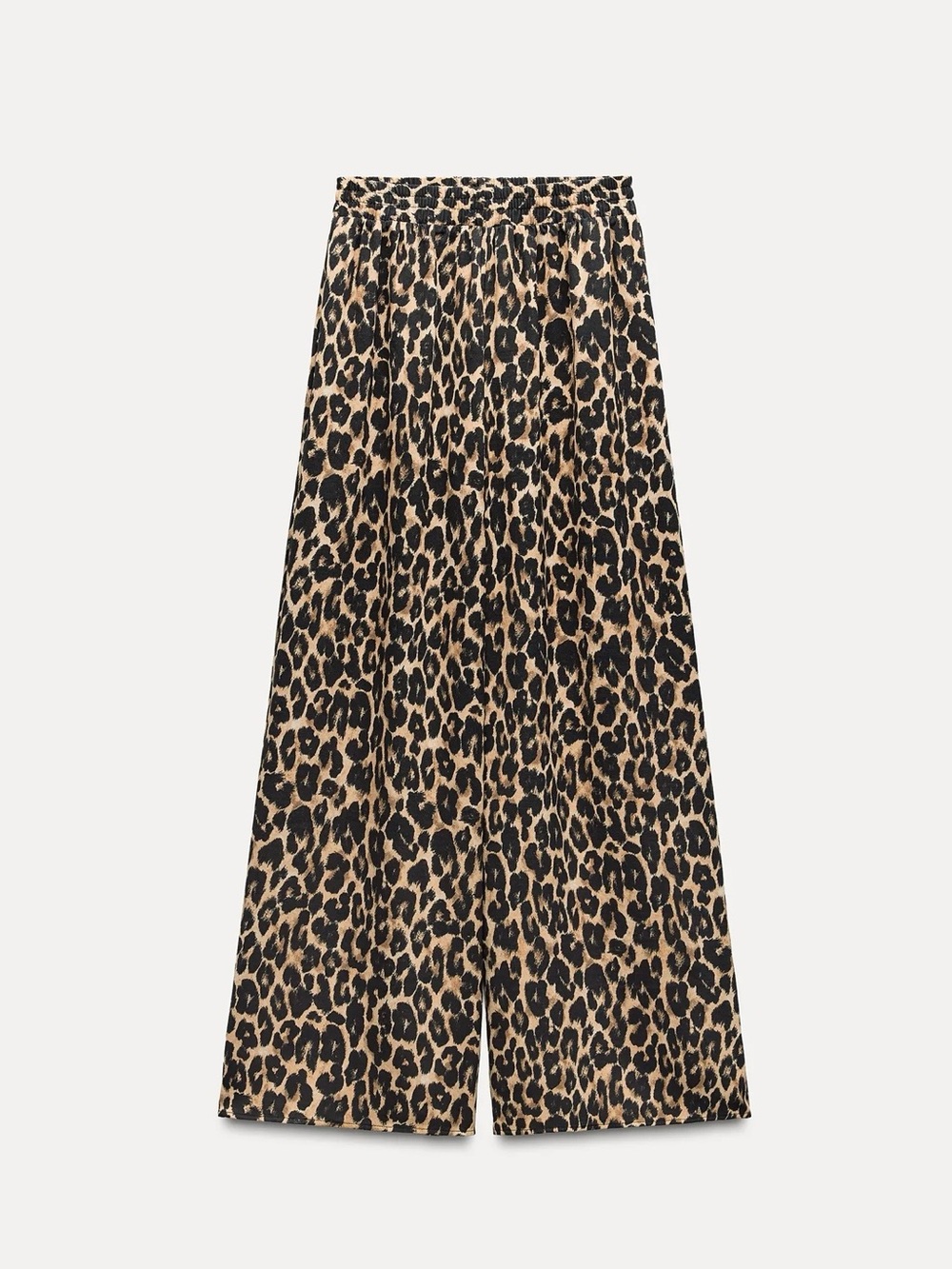 Zara Leopard-Print Wide Leg Pants in Beige and Black
